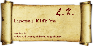 Lipcsey Klára névjegykártya